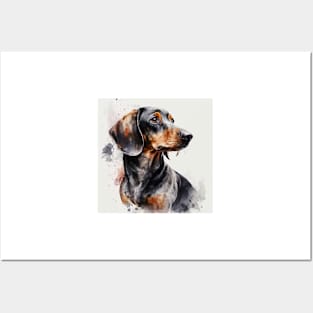 Dachshund Watercolour Style Painting Posters and Art